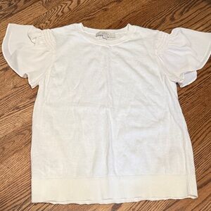 LOFT White Ruffle Sleeve Top